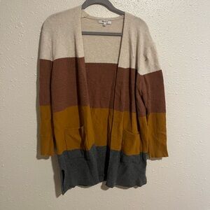 Colorblock Open Front Cardigan